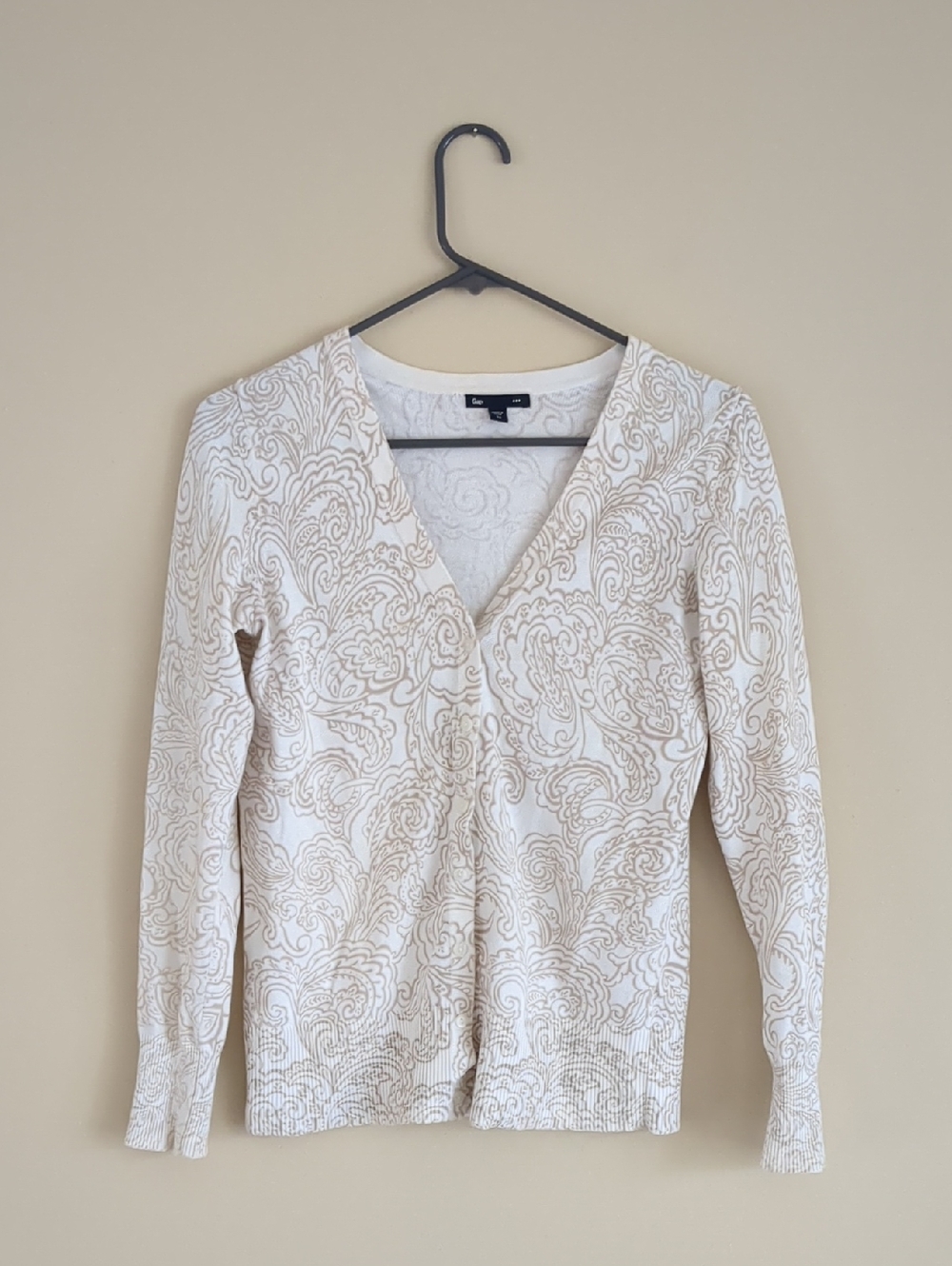 XS Cotton Gap Factory Button Front Patterned Cardigan